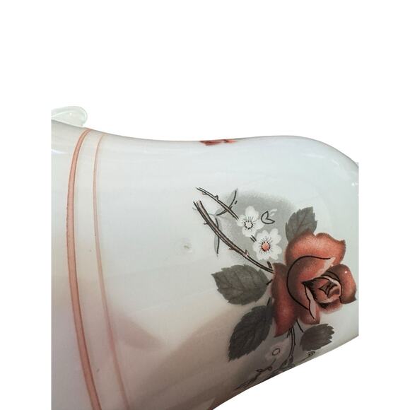 VTG 1980s Luster Milk Glass Ceiling Fan Globe Rose 3 Piece Set Floral Cottage - Picture 9 of 13